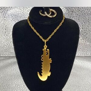 ^^^ Anne Klein * Crocodile Pendant Necklace  ^^^ / Earrings ***